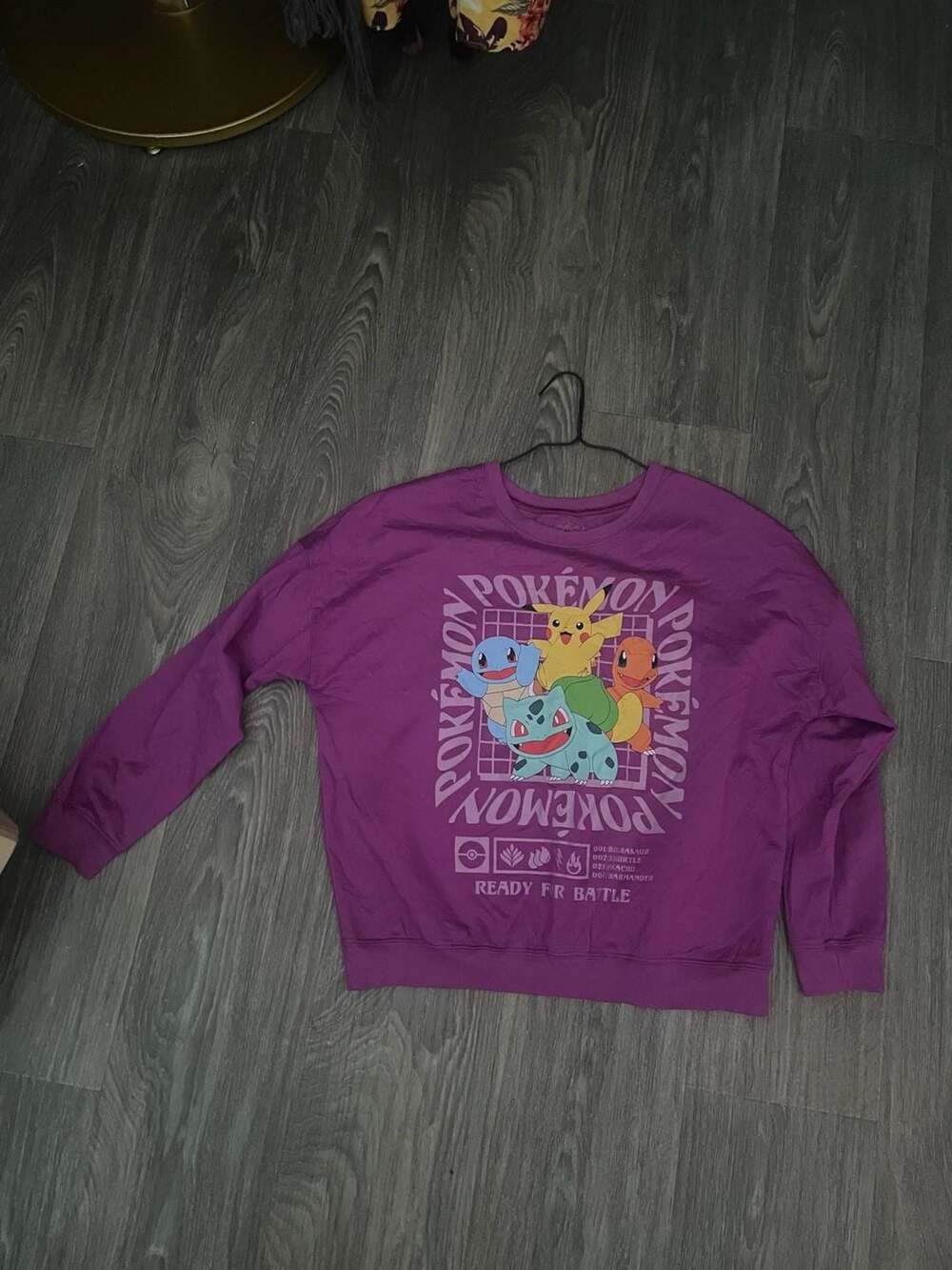 Pokemon Sweatshirt Size L Purple Ready For Battle